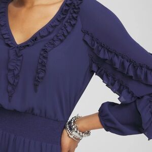 NWT Chico's Navy Ruffle Midi Dress